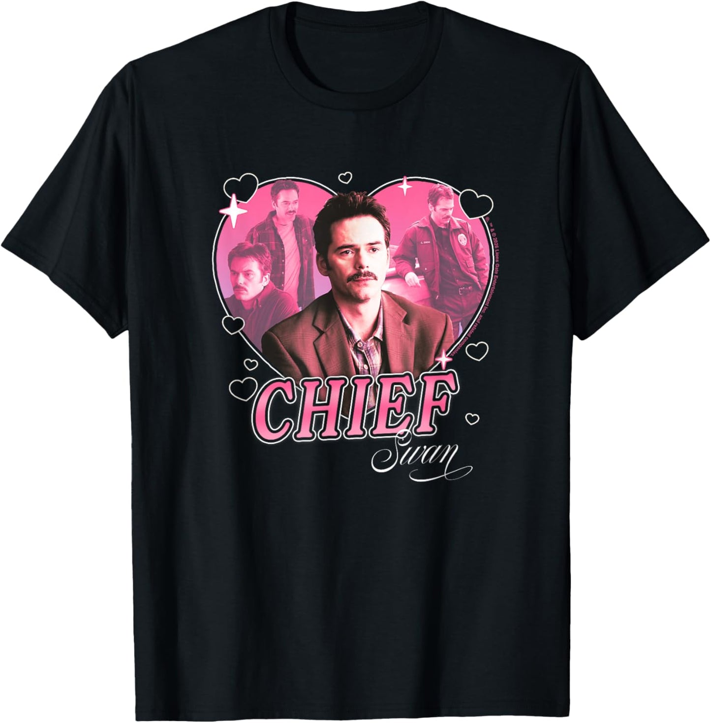 Twilight Chief Charlie Swan Hearts Dad Crush Movie T-Shirt - T-Shirt | Black