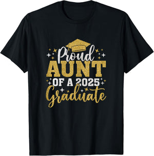 Aunt Senior 2025 Proud Aunt of A Class of 2025 Graduate T-Shirt - T-Shirt | Black