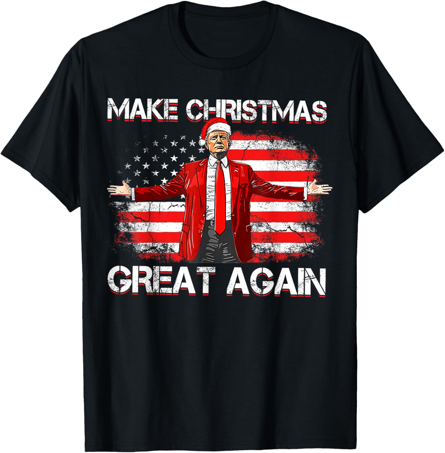 Make Christmas Great Again Santa Funny Trump Xmas Pajamas T-Shirt - T-Shirt | Black