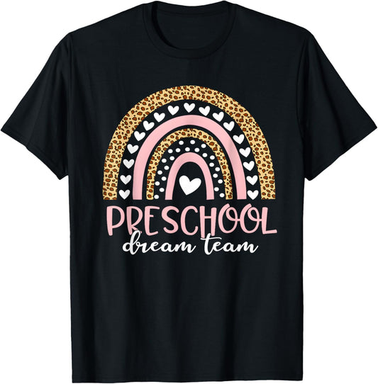 Preschool Dream Team Rainbow Teacher Squad Back To School T-Shirt - T-Shirt | Black