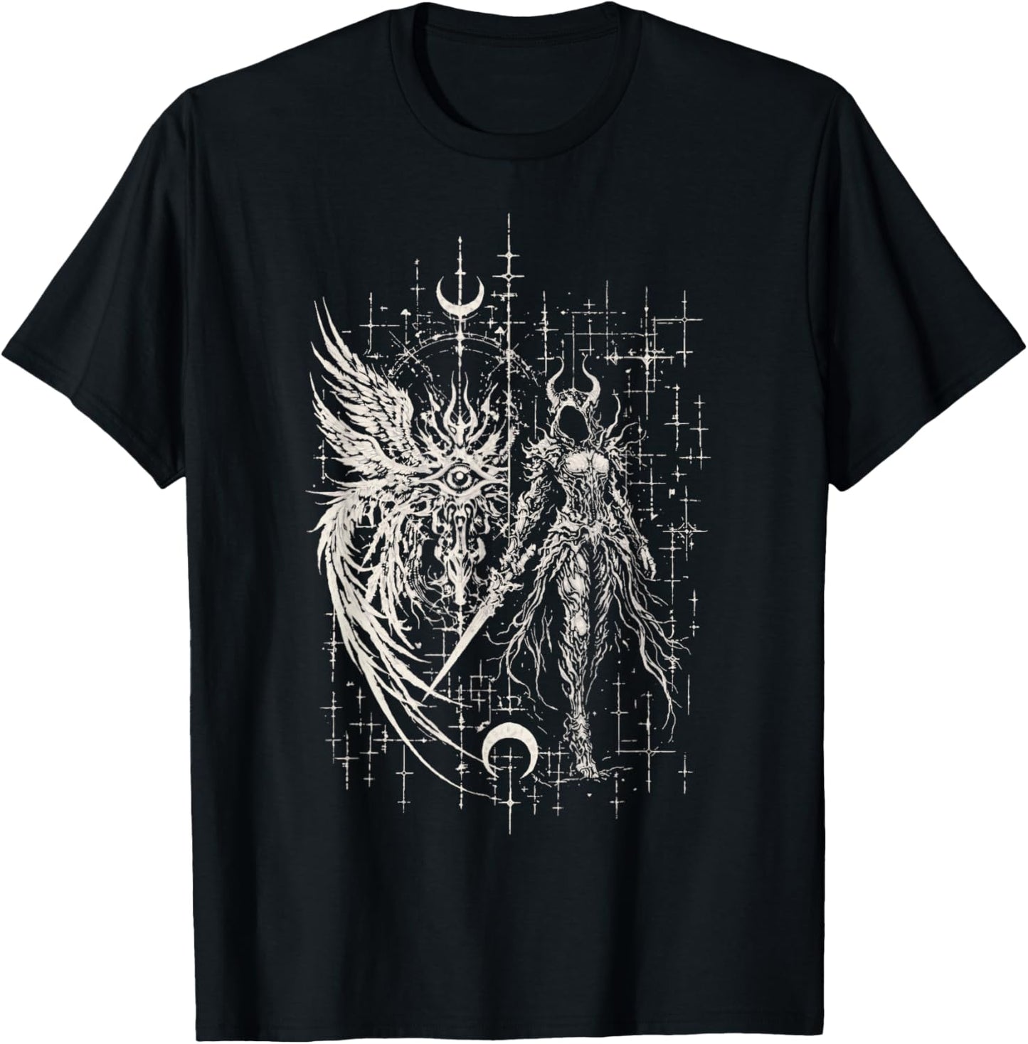 Seraphim Goth Grunge Y2K Eye Cybersigil Angel Alt Aesthetic T-Shirt - T-Shirt | Black