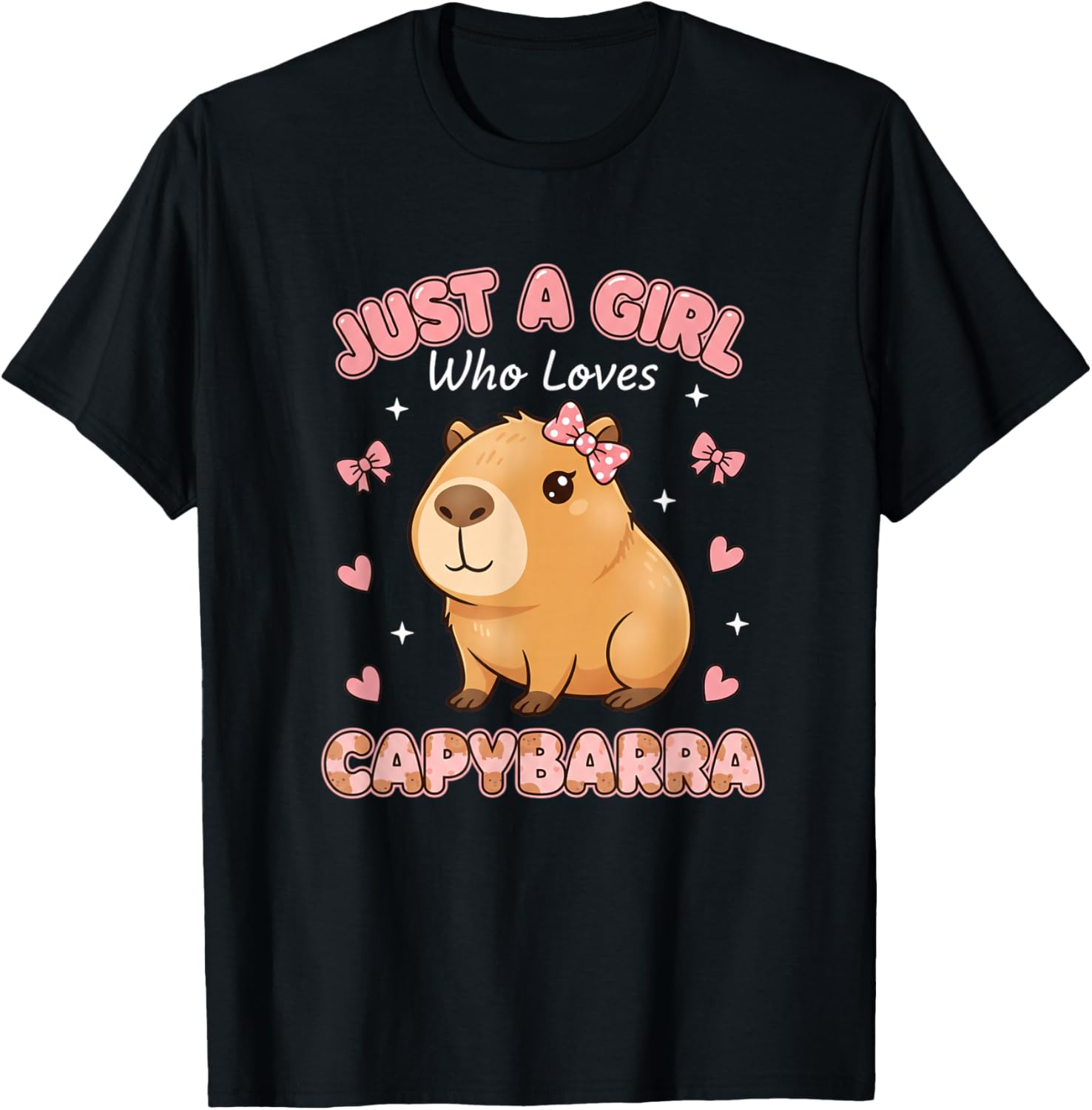 Just A Girl Who Loves Capybarra Kids Cute Capybara Cartoon T-Shirt - T-Shirt | Black