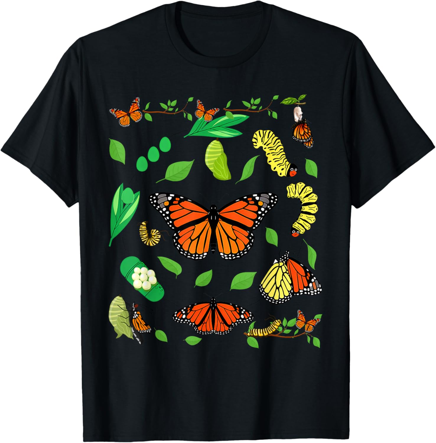 Butterfly Caterpillar Cocoon Development Summer T-Shirt - T-Shirt | Black