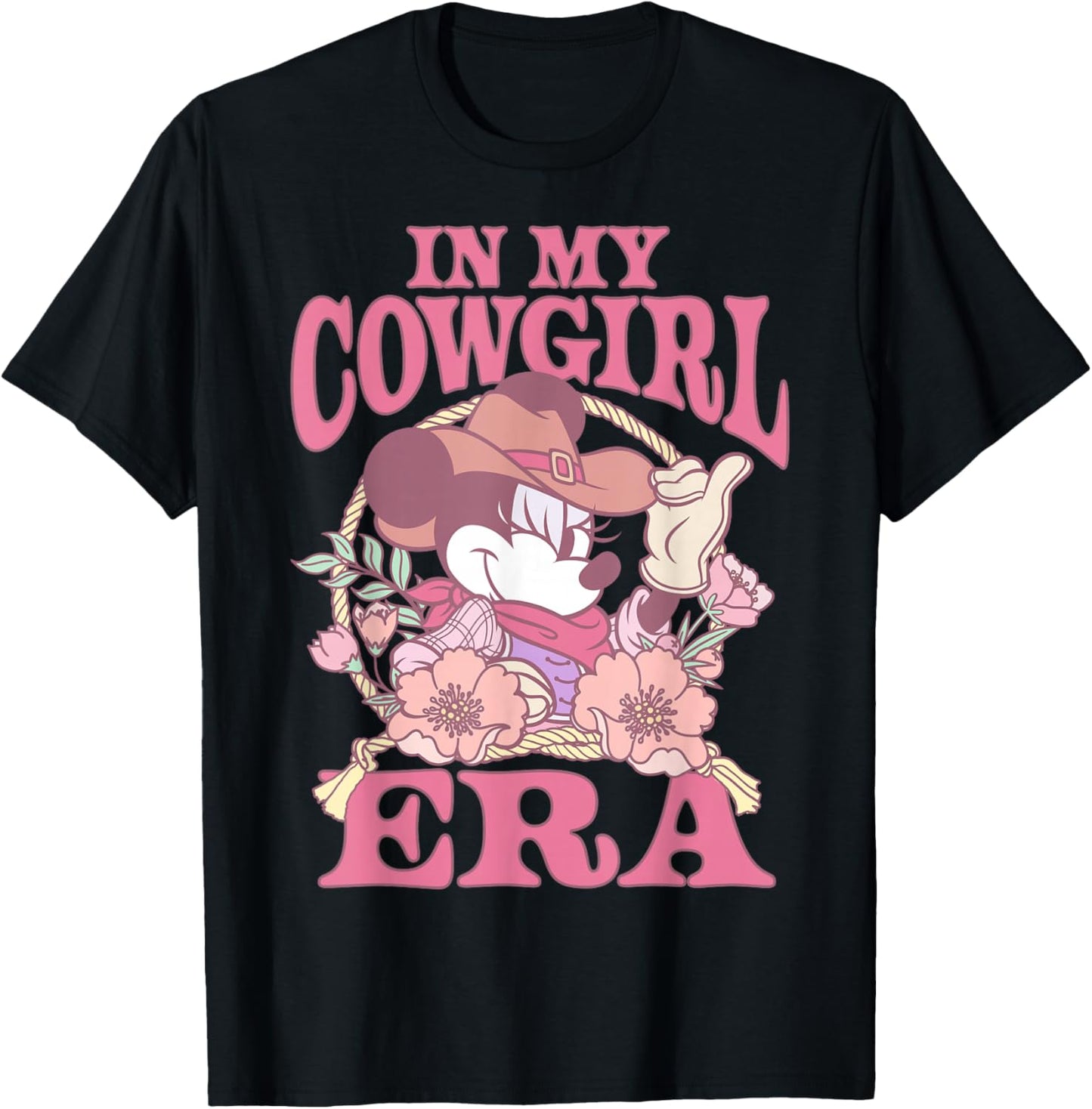 Disney Minnie Mouse in My Cowgirl Era Flower Frame T-Shirt - T-Shirt | Black