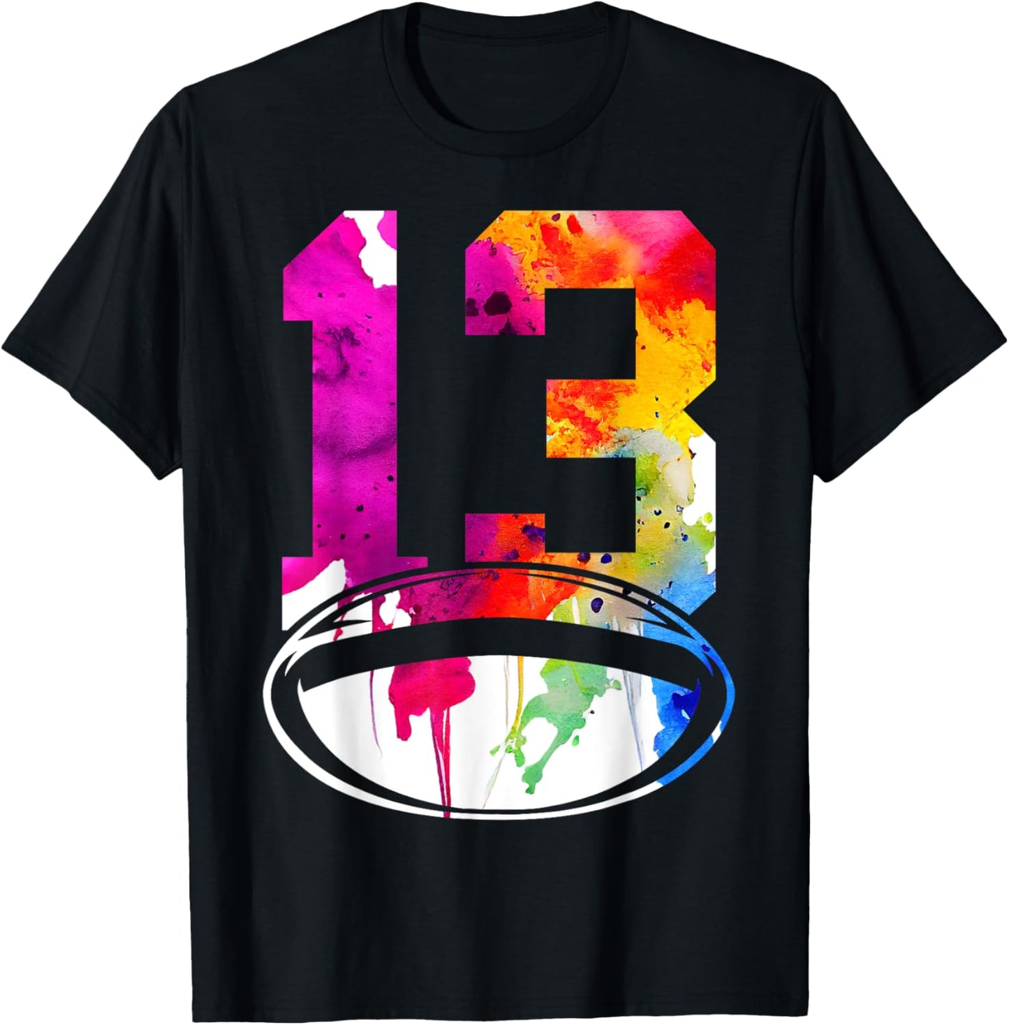 Number 13 Rugby 13th Birthday T-Shirt - T-Shirt | Black