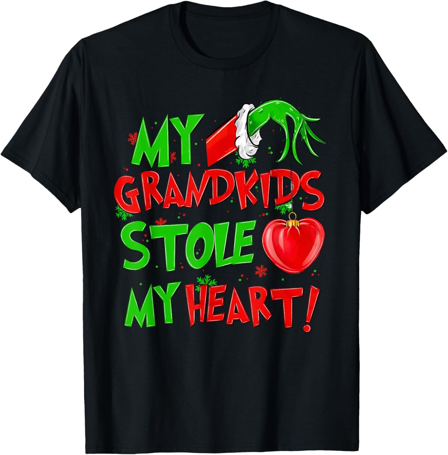 My Grandkids Stole My Heart Christmas Xmas Pajamas Family T-Shirt - T-Shirt | Black
