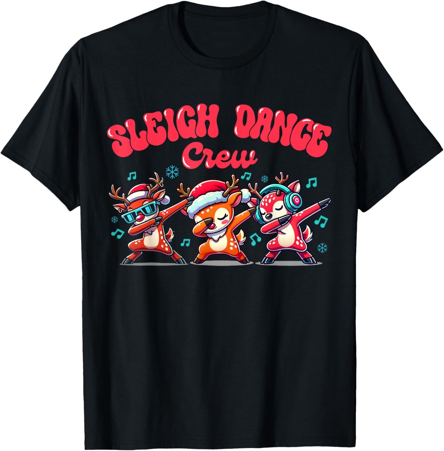 Christmas Sleigh Dance Crew Boy Hip Hop Reindeer Dabbing T-Shirt - T-Shirt | Black