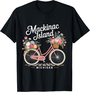 Vintage Mackinac Island Michigan with Flowers Women T-Shirt - T-Shirt | Black