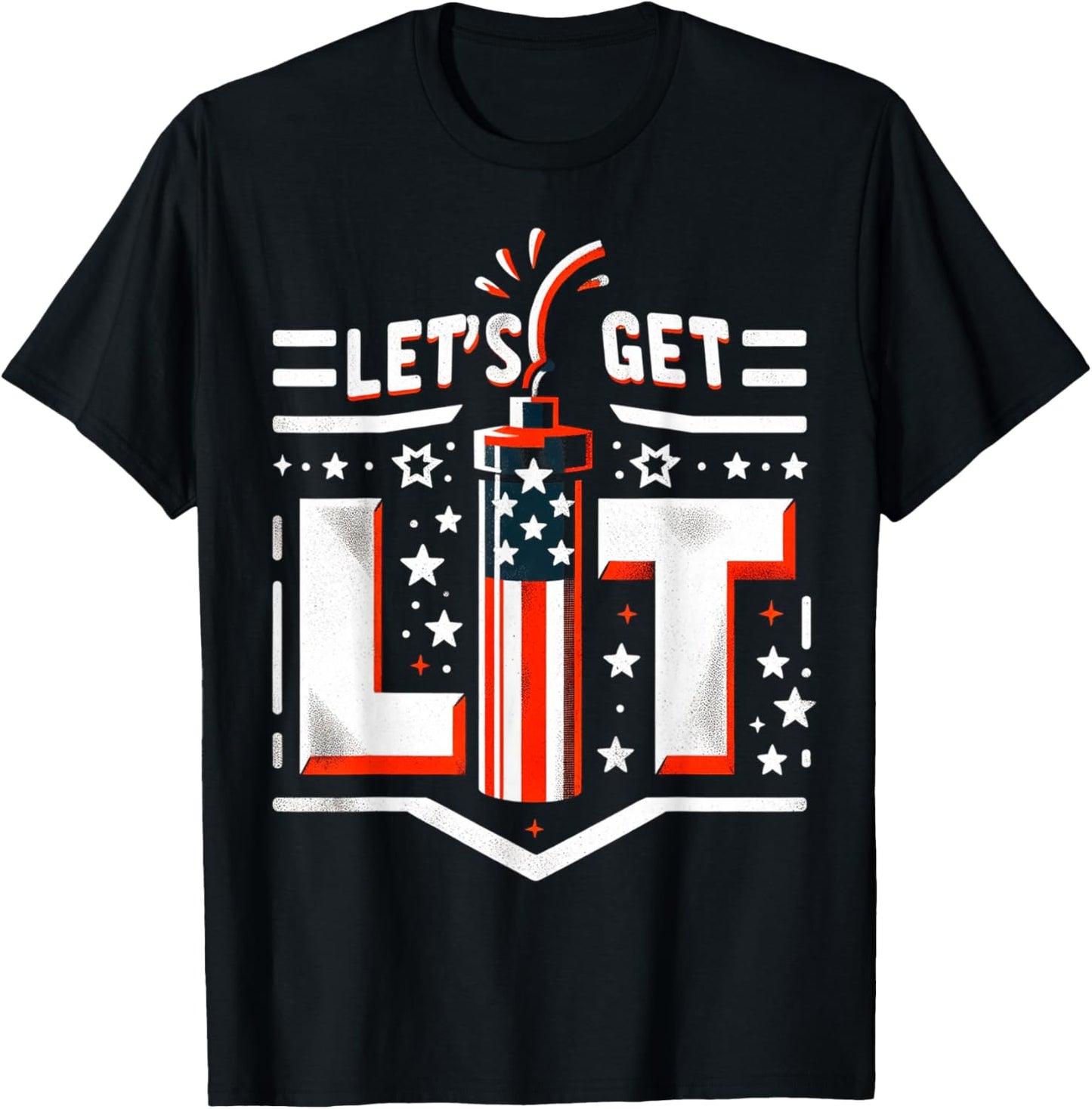 Patriotic 4th of july Let's Get Lit Men T-Shirt - T-Shirt | Black