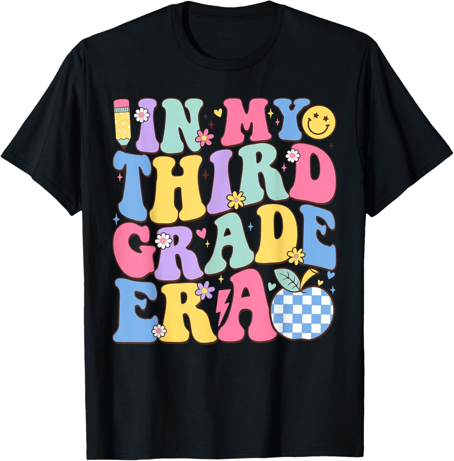 In My Third Grade Era Groovy Back To School Teachers Kids T-Shirt - T-Shirt | Black