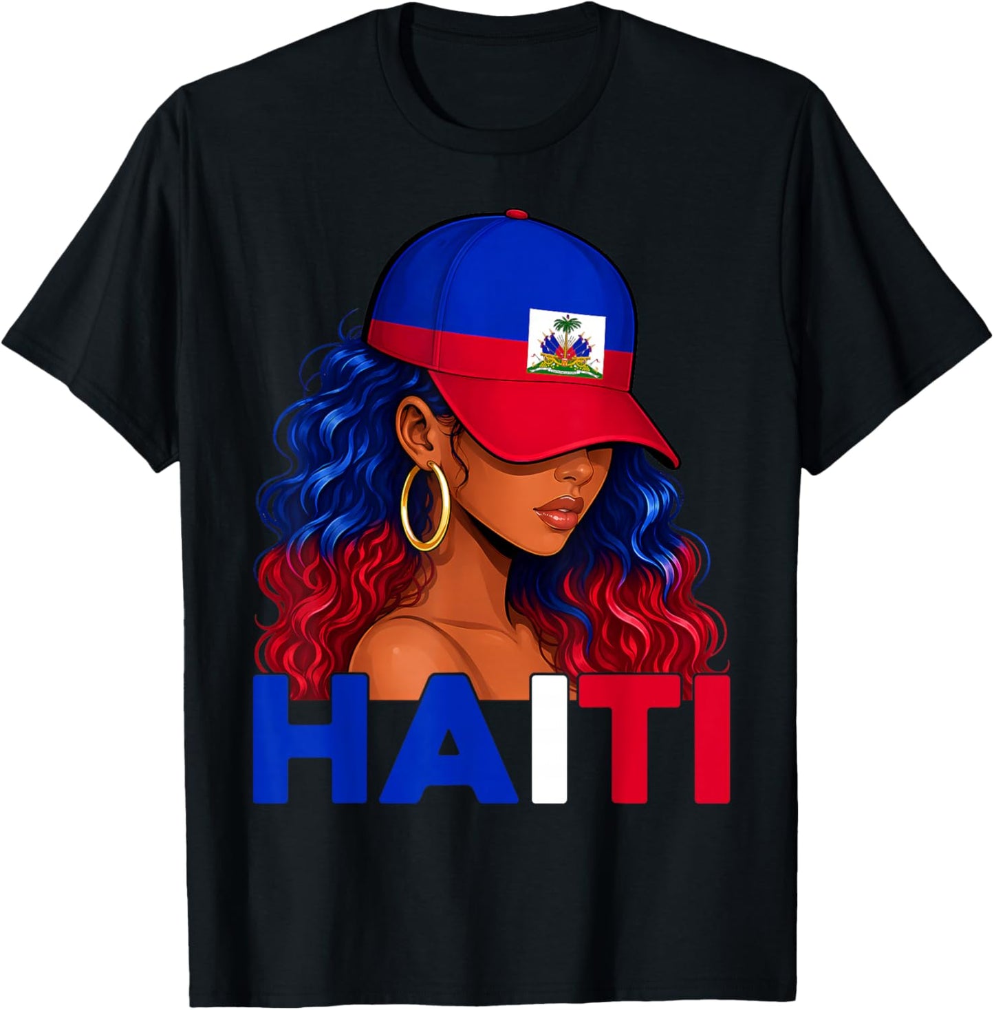 Haitian Girl Haiti Flag Proud Haitienne Women Haiti T-Shirt - T-Shirt | Black