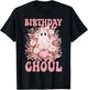 Birthday Ghoul Floral Ghost Bow Halloween Birthday Girls T-Shirt - T-Shirt | Black