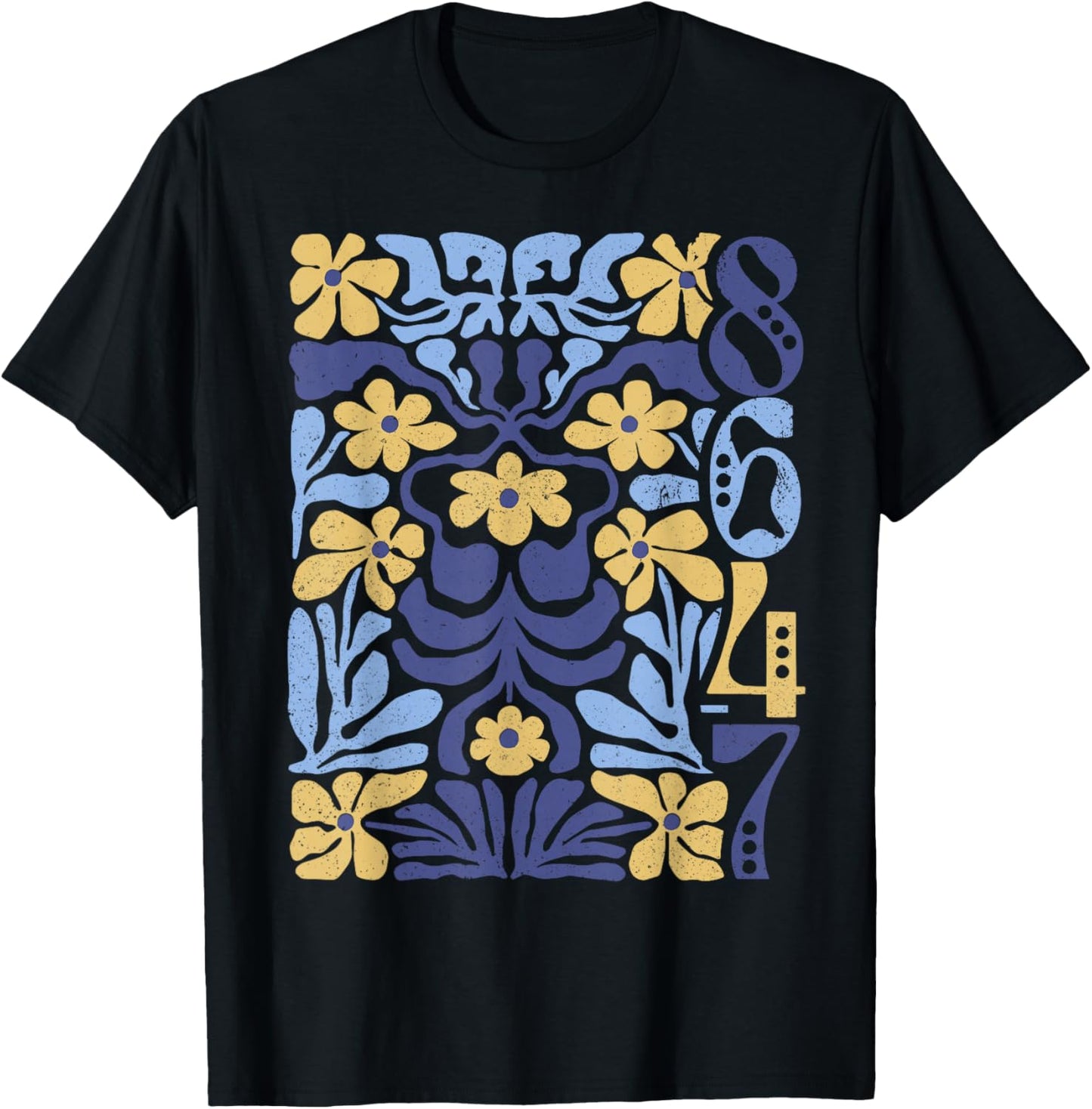 Vintage 8647 Subtle Anti President 86 47 Floral Boho Style T-Shirt - T-Shirt | Black