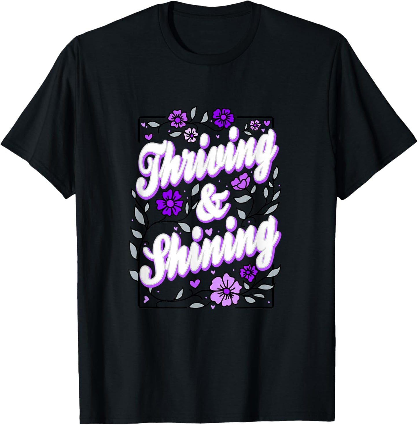 Purple Color Thriving Shining Purple Graphic T-Shirt - T-Shirt | Black