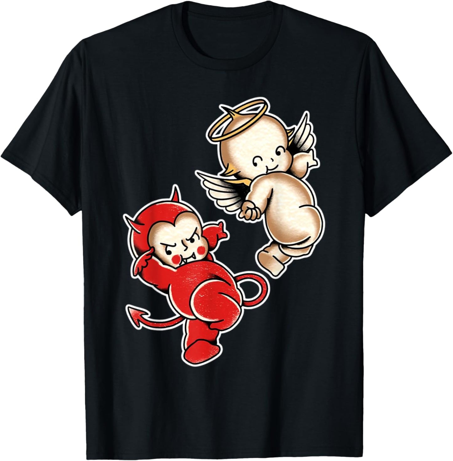 Kewpie Baby Devil Angel Cherubs T-Shirt - T-Shirt | Black