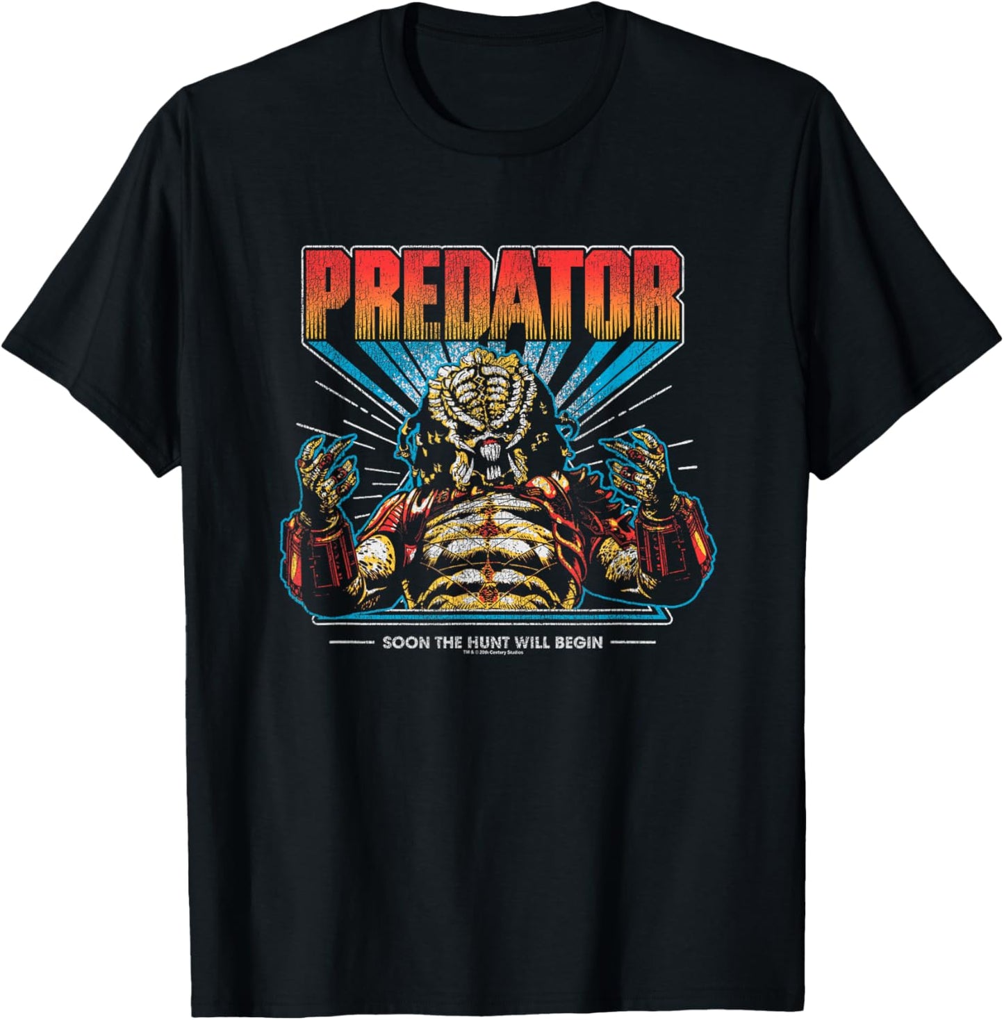 Predator Soon The Hunt Will Begin Big Chest Retro Poster T-Shirt - T-Shirt | Black