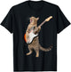 Cat Playing Guitar Shirt Kids Men Women Rock And Roll Band T-Shirt - T-Shirt | Black
