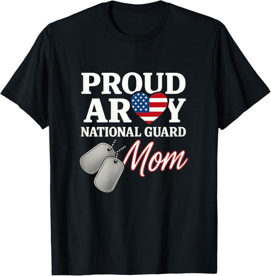 Proud Military National Guard Mom USA Mother T-Shirt - T-Shirt | Black