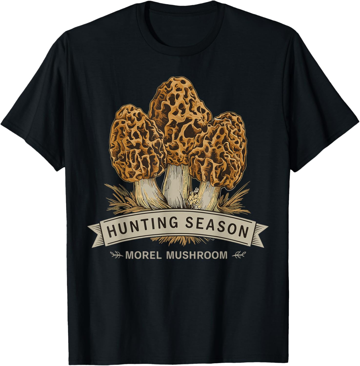 Morel Mushroom Hunting Season Foraging T-Shirt - T-Shirt | Black