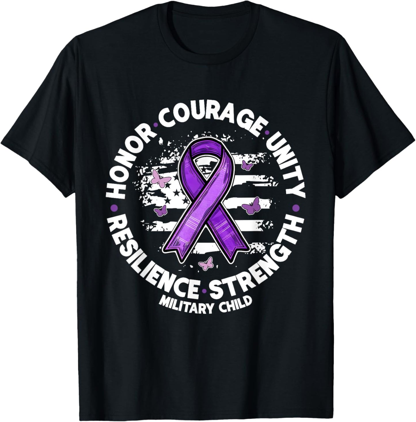 Honor Courage Unity Strength Resilience Military Child T-Shirt - T-Shirt | Black