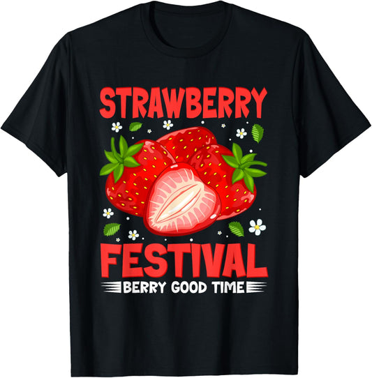 Retro Strawberry Festival Shirt Funny Fruit Lover Fruitarian T-Shirt - T-Shirt | Black