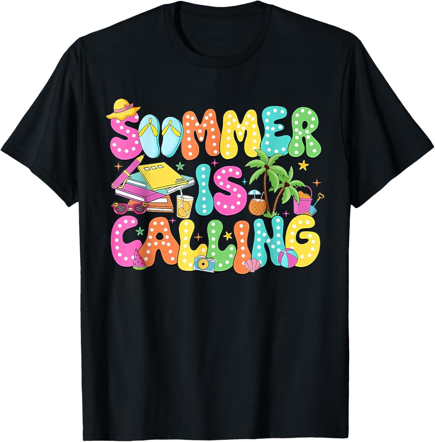 Funny Summer is Calling Teacher School’s Out Vibes Student T-Shirt - T-Shirt | Black