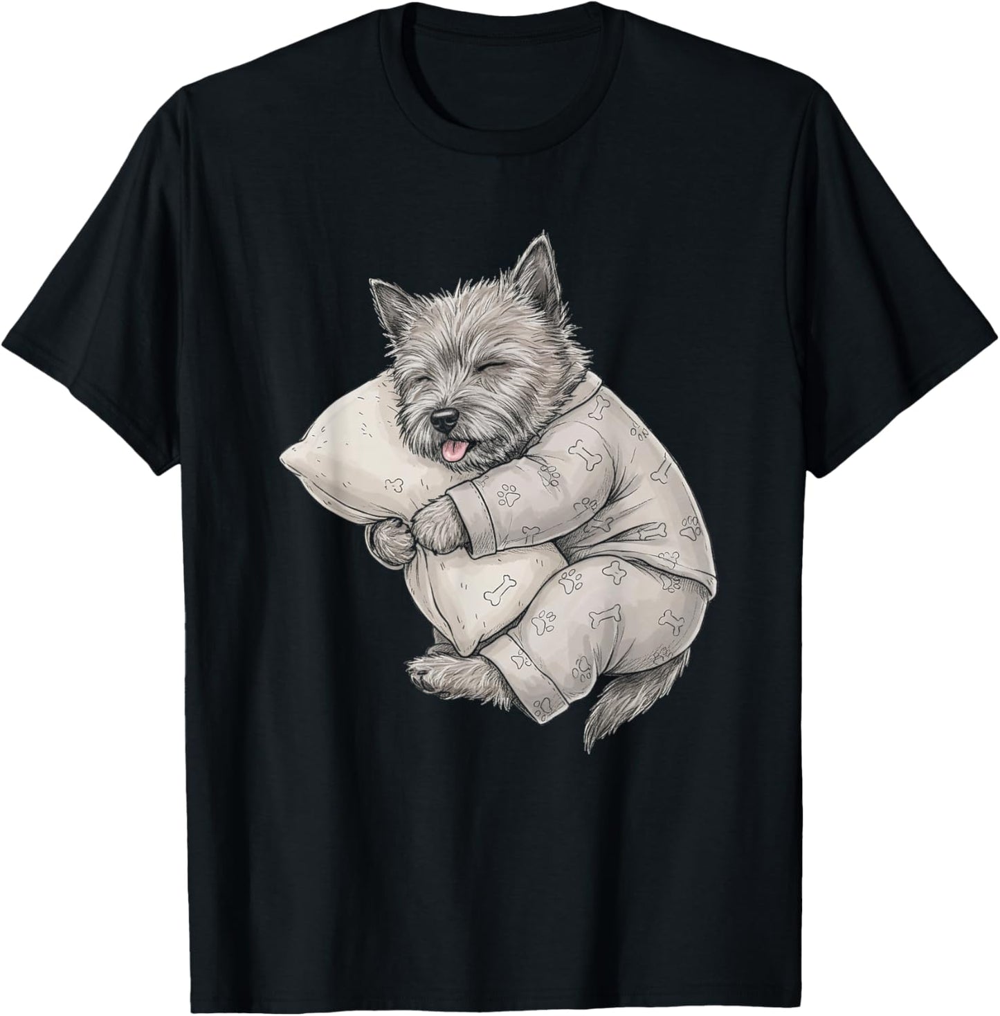 Funny Sleepy Cairn Terrier Pajama Men Women Kids T-Shirt - T-Shirt | Black