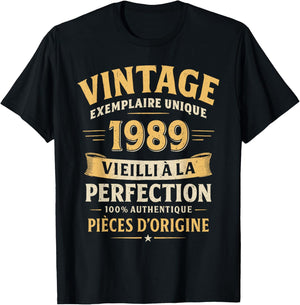 Cadeau Anniversaire 37 Ans Humour Vintage 1989 37 Ans Homme T-Shirt - T-Shirt | Black