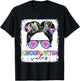 Kindergarten Vibes Messy Hair Bun Girl Back To School T-Shirt - T-Shirt | Black