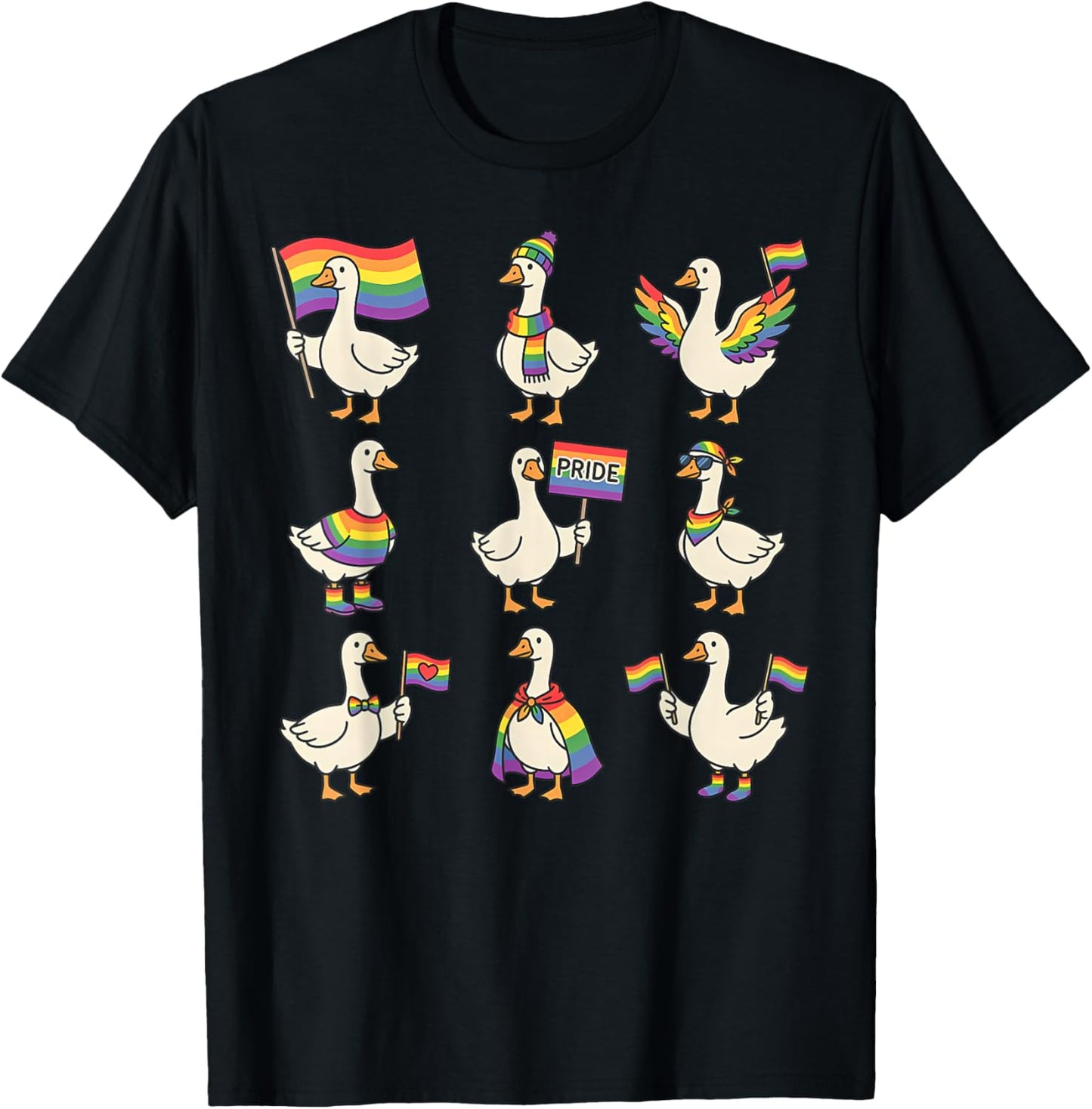 Subtle Silly Goose Rainbow Flag LGBTQ Pride Month Graphic T-Shirt - T-Shirt | Black