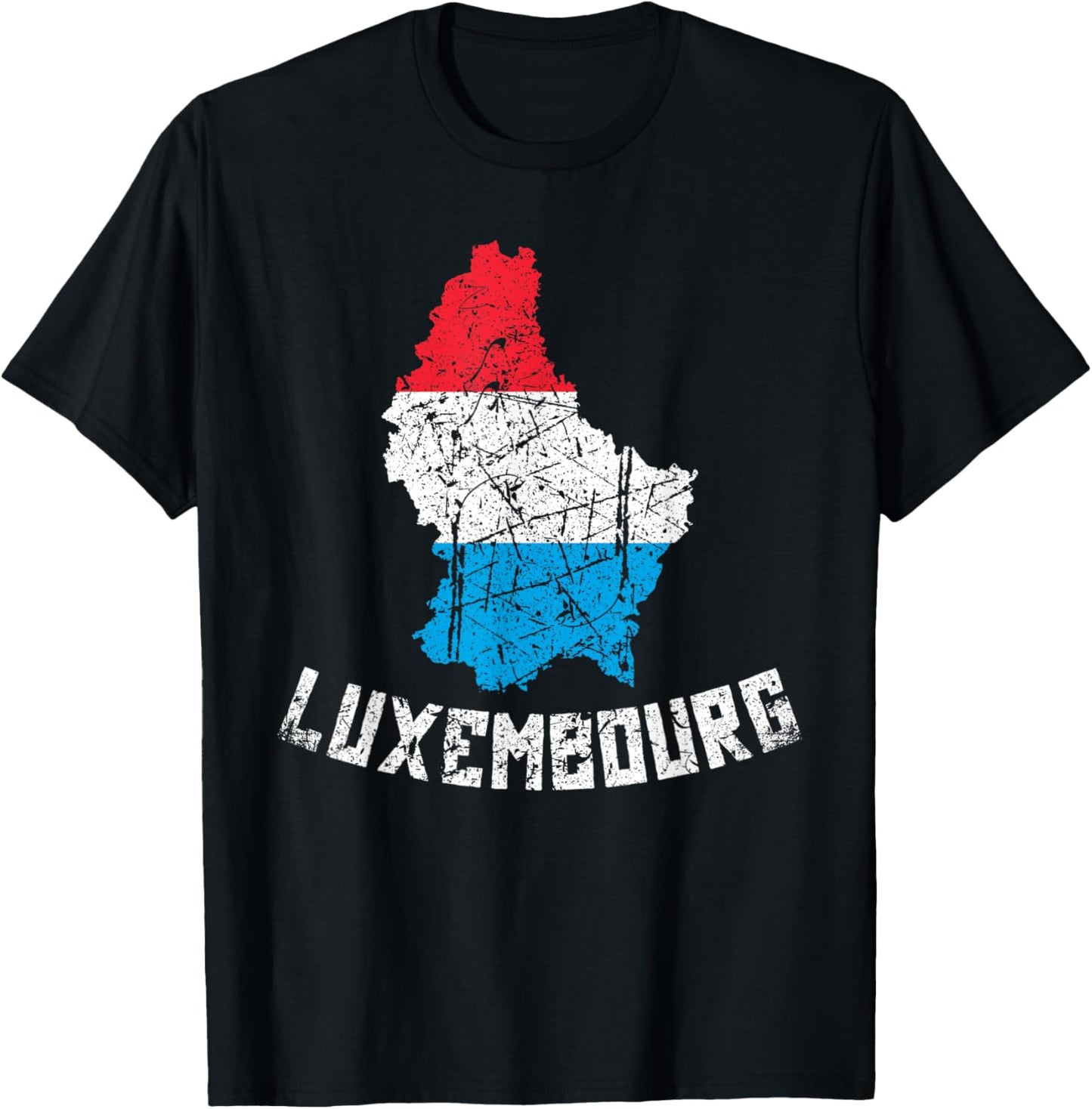 Luxembourg Flag Distressed Men Women Kids Luxembourger T-Shirt - T-Shirt | Black