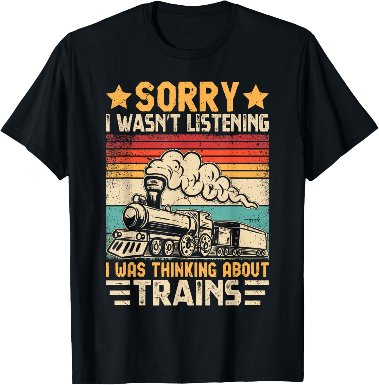 Retro Train Lover Model Railroad Conductor Funny Train , Small, Black T-Shirt - T-Shirt | Black