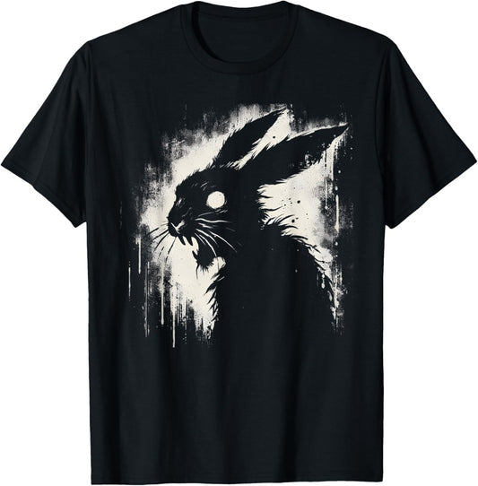 Creepy Goth Rabbit, Horror Bunny, Weirdcore Rabbit T-Shirt - T-Shirt | Black