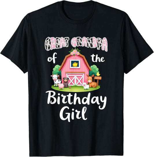 Barnyard Party Great Grandpa Of The Birthday Girl T-Shirt - T-Shirt | Black