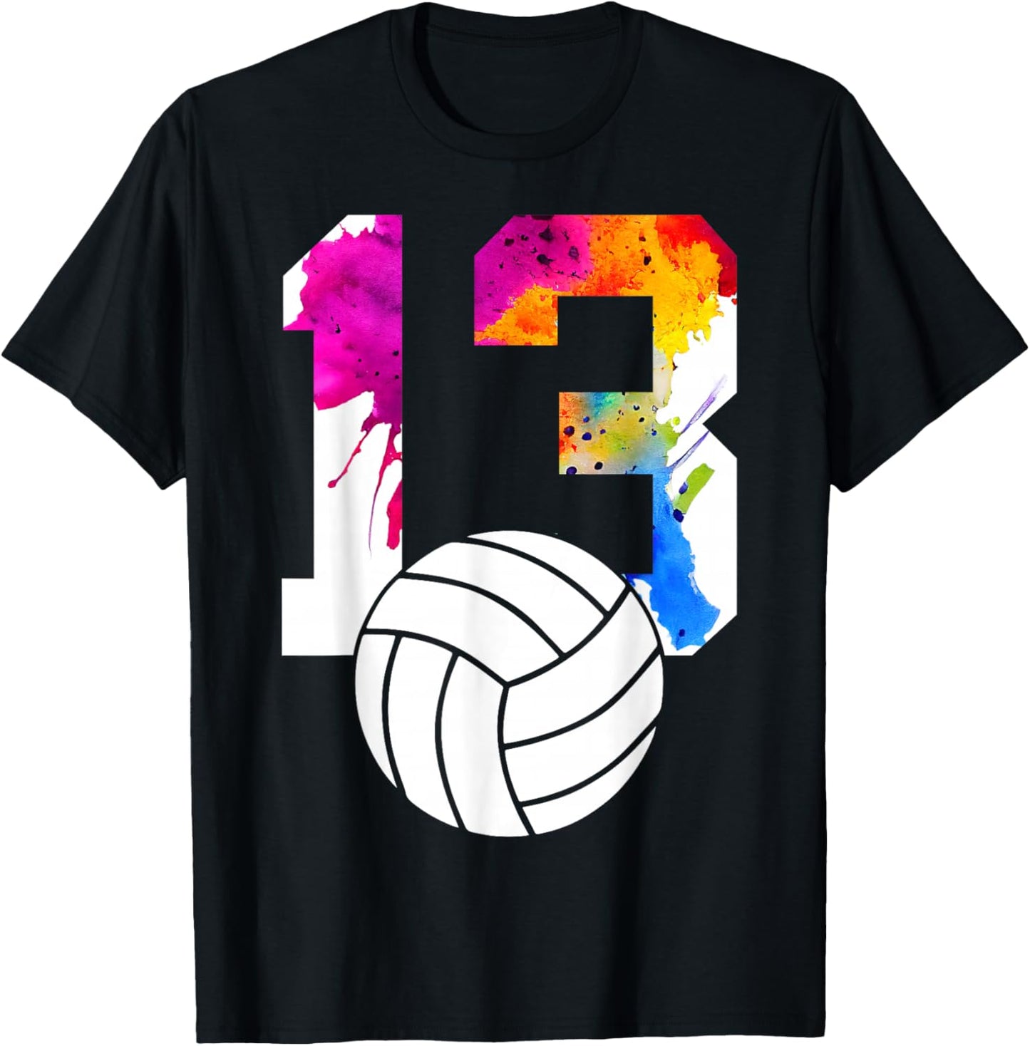 Number 13 Volleyball 13th Birthday T-Shirt - T-Shirt | Black
