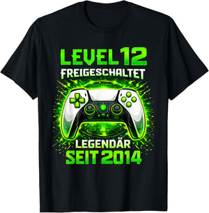 Level 12 Birthday Boy Gamer Funny 2014 12 Birthday T-Shirt - T-Shirt | Black