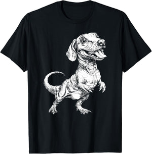 Dachshund Dog Dinosaur Tyrannosaurus Dachshund Saurus Dino T-Shirt - T-Shirt | Black