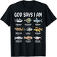 God Says I Am Christian Boys Girls Kids Fishing Fish Graphic T-Shirt - T-Shirt | Black