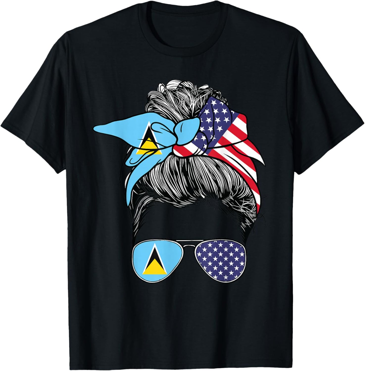 St Lucian Flag St Lucia Women American USA Heritage St Lucia T-Shirt - T-Shirt | Black