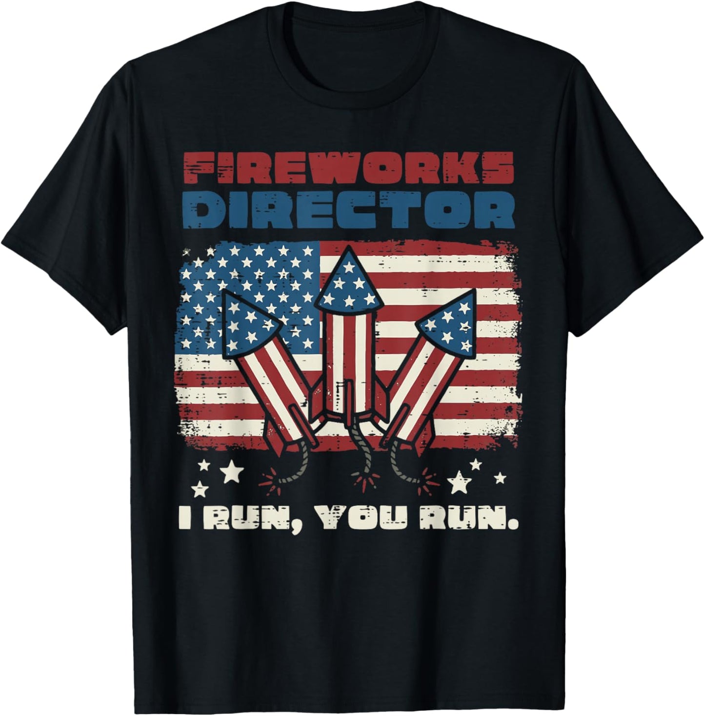 4th of July Fireworks Director US Flag Patriotic Men Women T-Shirt - T-Shirt | Black