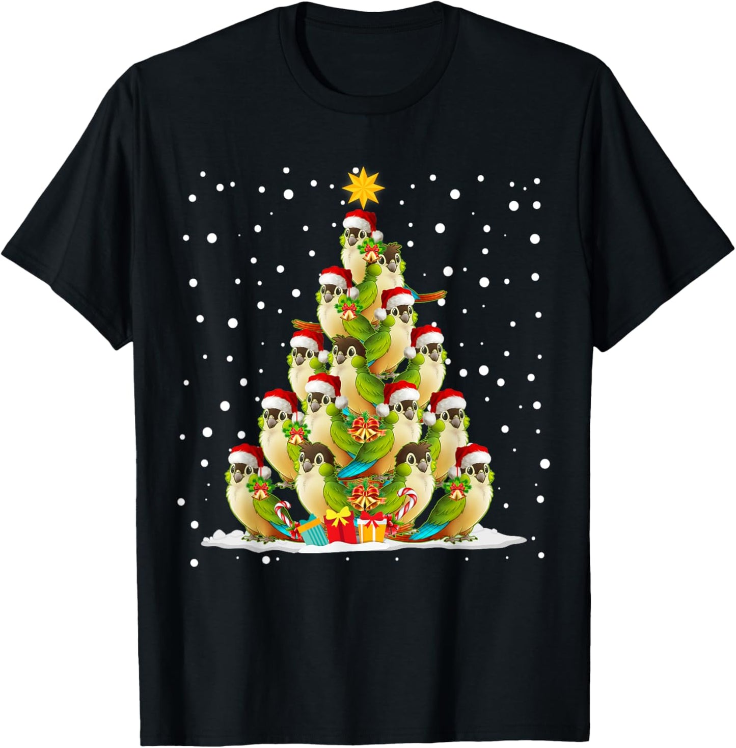 Green Cheek Conure Parrot Christmas Ornament Tree T-Shirt - T-Shirt | Black