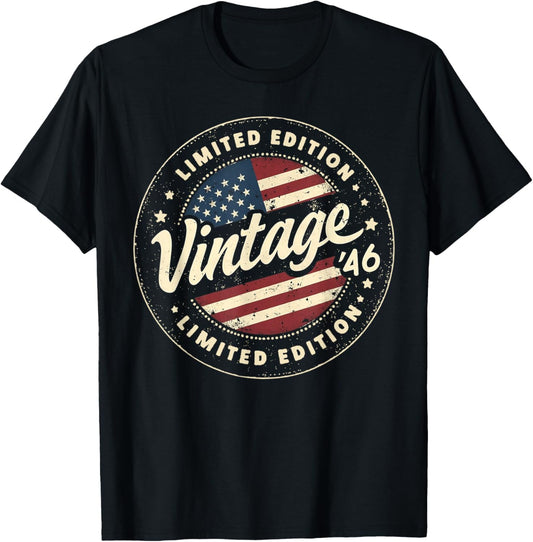 Vintage 79th birthday men Born 1946 79 years old Bday T-Shirt - T-Shirt | Black