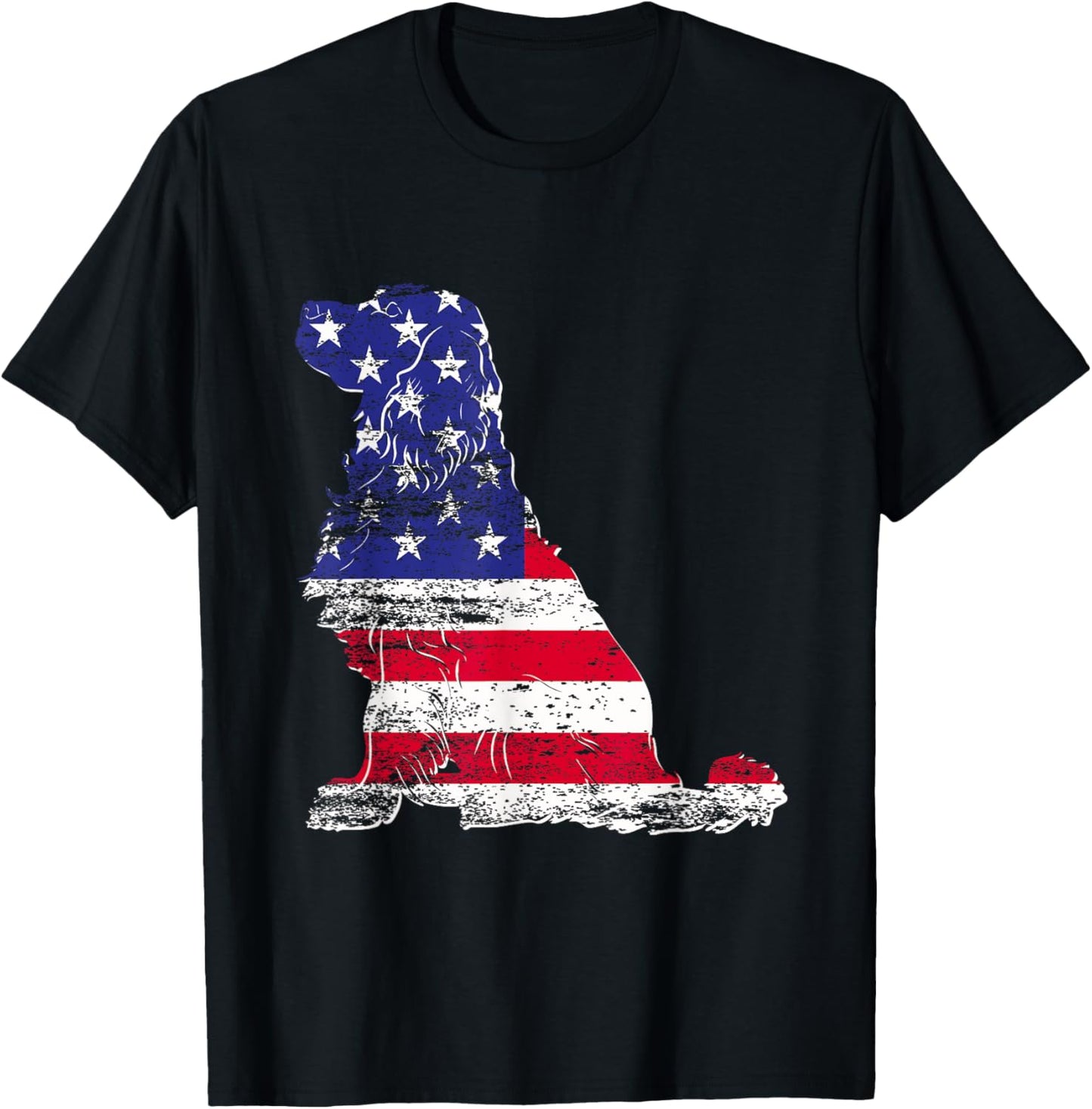 Golden Retriever American Flag USA Fan Dog Owner USA Flag T-Shirt - T-Shirt | Black