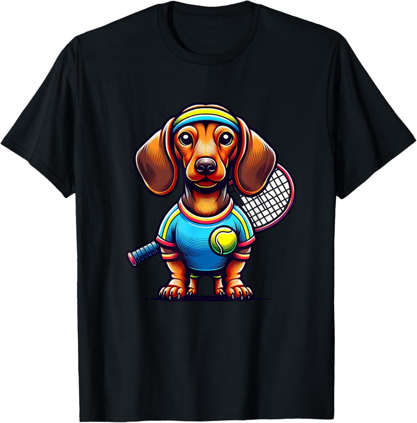 Dachshund Wiener Dog Tennis Player Dog Owner Men Women Kids T-Shirt - T-Shirt | Black