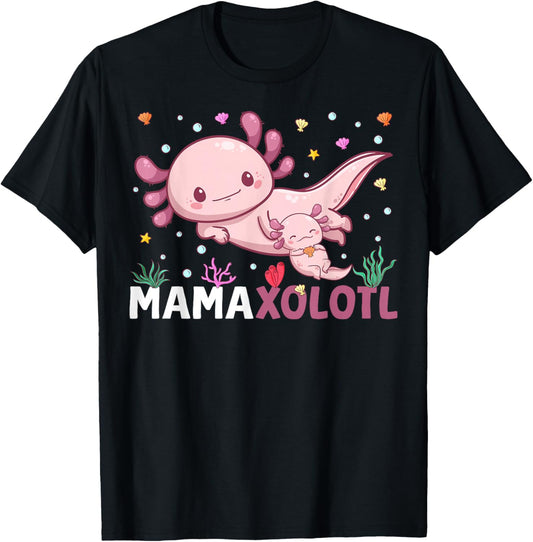 MamaXolotl Mother's Day Daughter Axolotl Mom Mother's Day T-Shirt - T-Shirt | Black