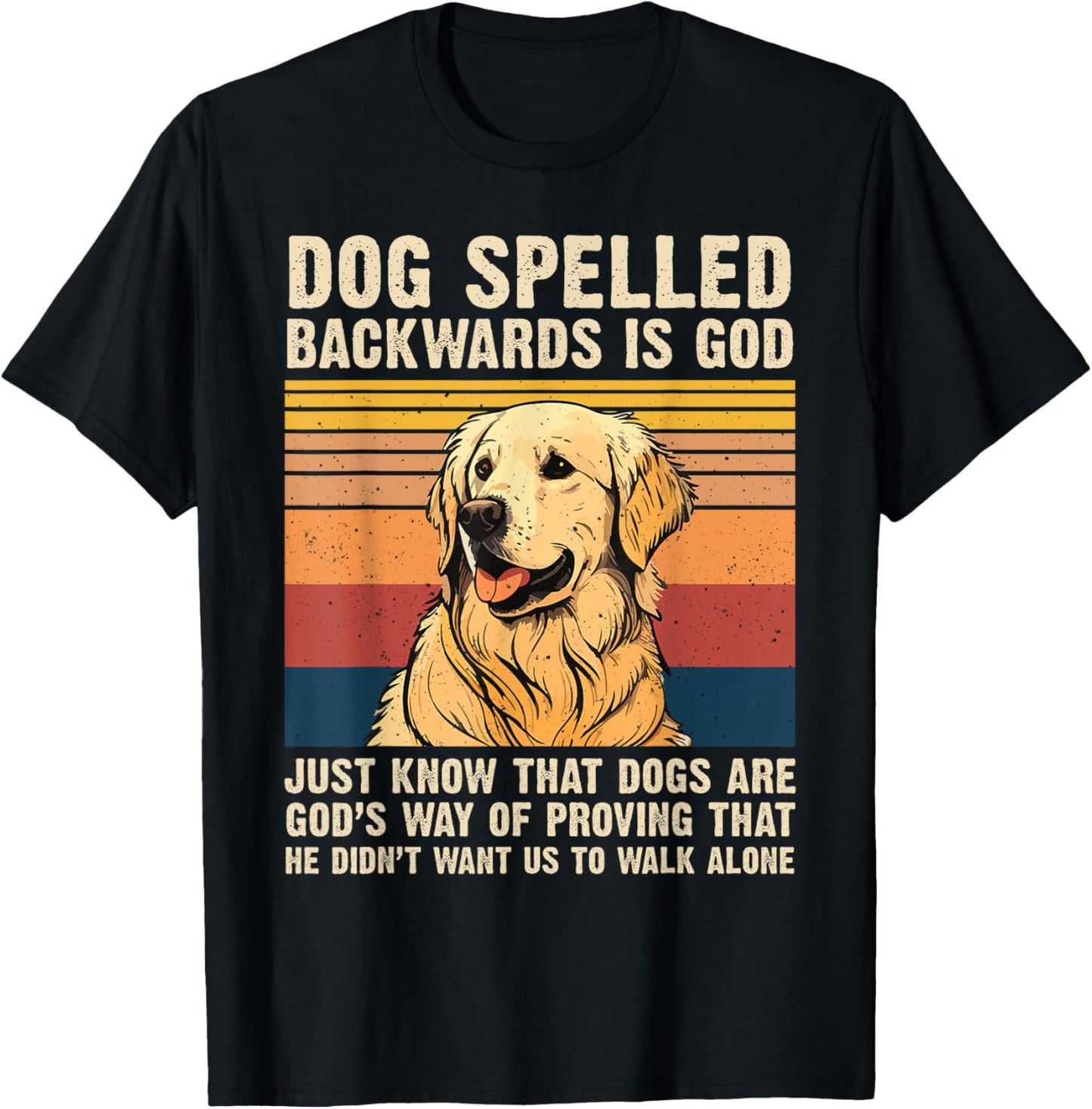 Dog Spelled Backwards Is God Golden Retriever Dog Vintage T-Shirt - T-Shirt | Black