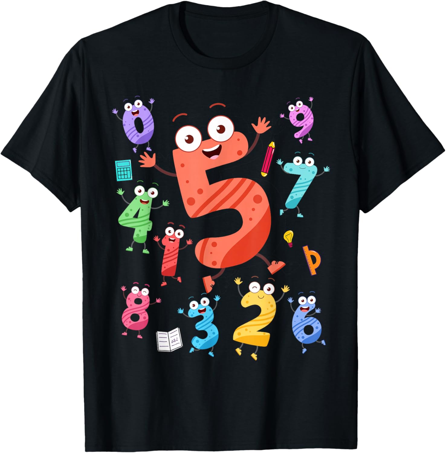 Maths Day Number Costume With Number 5 Idea For Kids Number T-Shirt - T-Shirt | Black