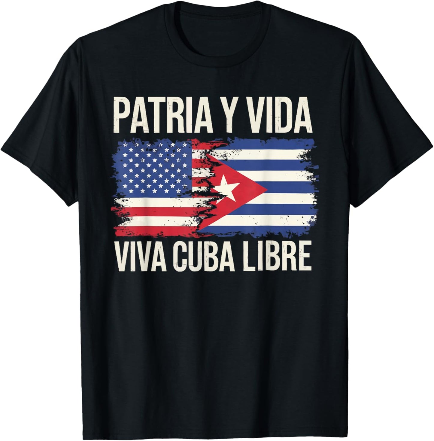 Half Cuban Half American Country USA Flag Cuba America T-Shirt - T-Shirt | Black