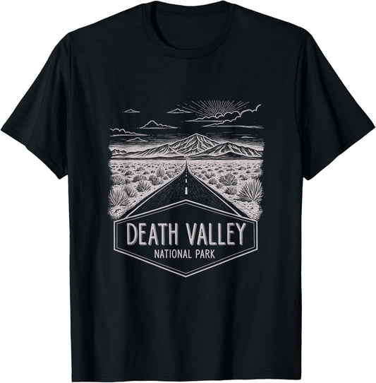 Vintage Death Valley National Park California Sketch Design T-Shirt - T-Shirt | Black