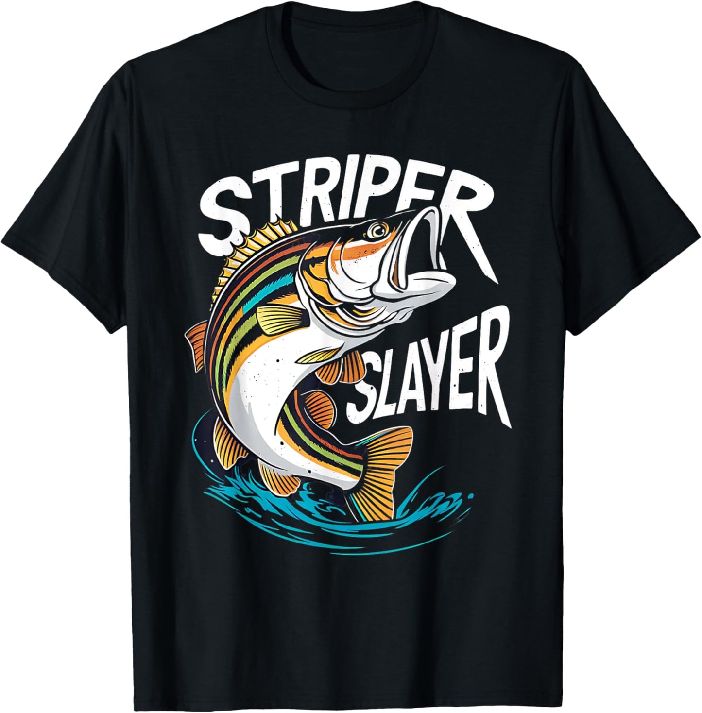 Striper Slayer Striped Bass Fishing Striper Fish T-Shirt - T-Shirt | Black
